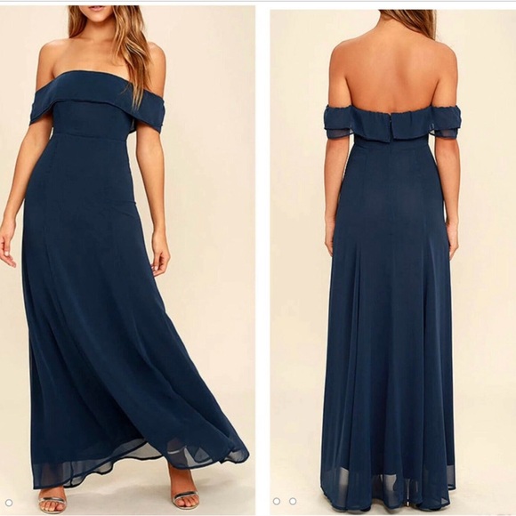 ALL MY HEART NAVY BLUE OFF-THE-SHOULDER MAXI DRESS
LULUS - Picture 1 of 3